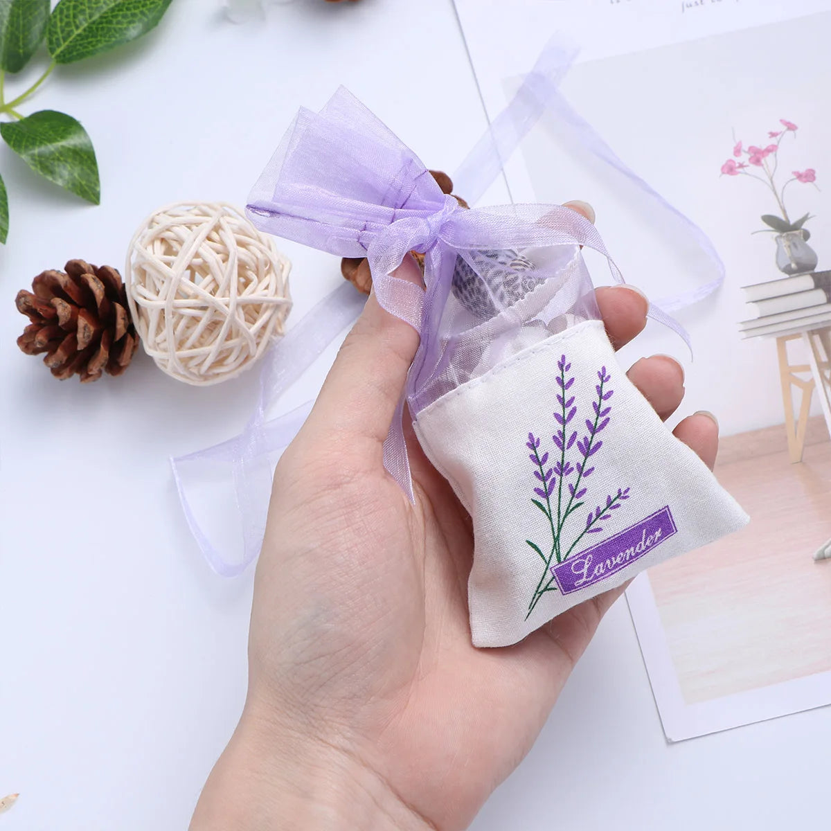 25 pcs leer Lavendelbeutel Blumendruckduft Beutel Beutel Beutel Entspannen Sie Schlaf Lavendel Bag Auto Hanging Hochzeit