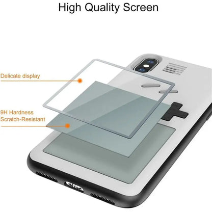 Vintage Retro Game Boy stoßfeste Handyhülle für iPhone 15, 12, 13, 14 Pro Max, Mini, XS, XR, X, 8, 7 Plus, SE 2020, Gameboy Silikonhülle