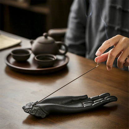 Keramik Buddhas Hand Faden Räucherstäbchen Brenner Antik Liegendes Aroma Räucherstäbchen Räuchergefäß Kreatives Zen Indoor Home Office Dekoration