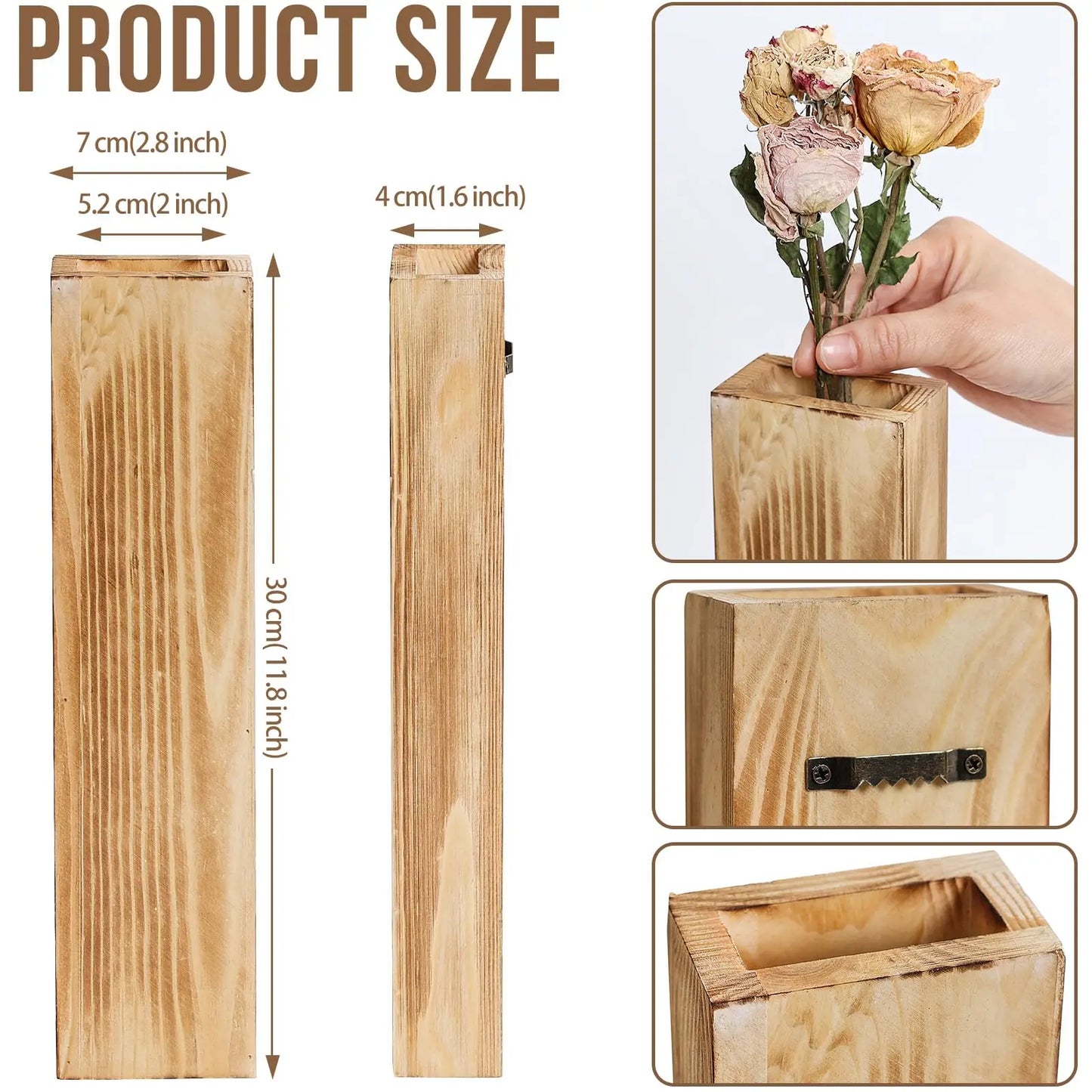 Holzwand Pflanzer Wanddekor für künstliche Blumenpflanzen Holzpflanzenhalter Wandpflanzentasche Vase für Wohnzimmer hängen