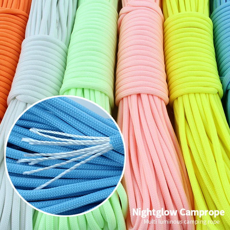 Leuchtendes Seil, 9 Stränge, 4 mm, Paracord Nylon 550, Zeltschnur, leuchtender Fallschirm, Outdoor-Bundle, Lanyard, Camping, Überleben, EDC