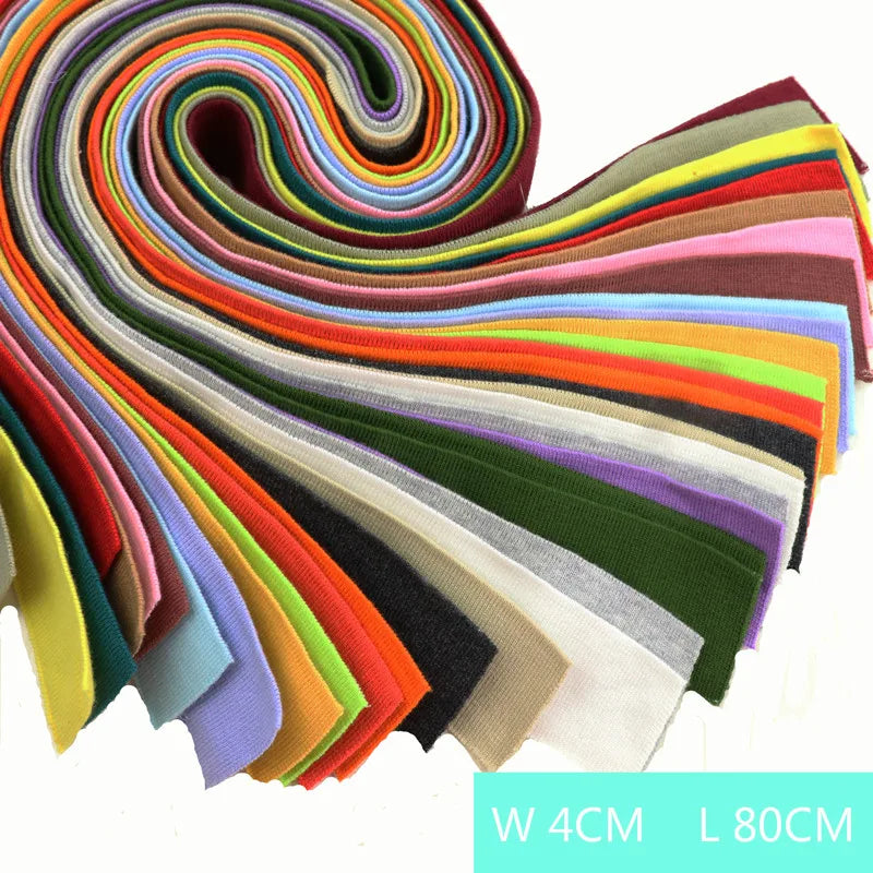 4 * 80CM High Stretch Strickrippe Baumwollstoff T-Shirt Ausschnitt elastische Kragenmanschetten Trim für Kleidung Zubehör Stoff