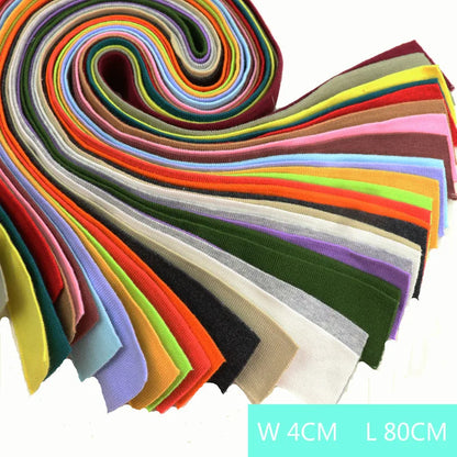 4 * 80CM High Stretch Strickrippe Baumwollstoff T-Shirt Ausschnitt elastische Kragenmanschetten Trim für Kleidung Zubehör Stoff