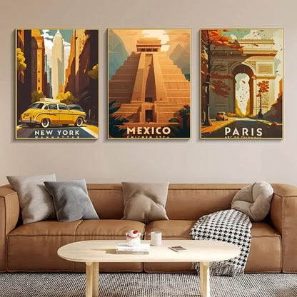 1pc Welt Reisen Städte Rom Paris Wahrzeichen Poster Poster Papier Druck Zuhause Wohnzimmer Bar Restaurant Cafe Kunst Malerei Dekor