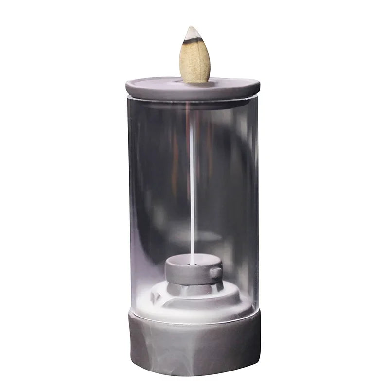 1 Stk. Steinmühlen-Design Purpurton Winddichter Wasserfall-Rückfluss-Räucherbrenner – Aromatherapie-Kessel, Teepet, Feng Shui Wohnkultur