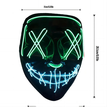 LED Dual-Color Leuchtmaske: Halloween-Buchstabe "V" Horrormaske, Rollenspiel-Karneval-Maske mit Kaltlicht-Effekt.