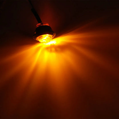 10pcs Wasserdichte 24V 3LED 3/4' Runde Anhänger Seitenmarkierungsleuchten Vorne Hinten LKW Traktoren Umrissleuchten Lampe Kugel Gelb