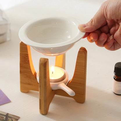 Keramik Kerzenhalter Ätherisches Öl Brenner Diffusor Ofenwärmer Teelicht Kerze Holz Sockel Lampe Porzellan Wohnzimmer Dekor