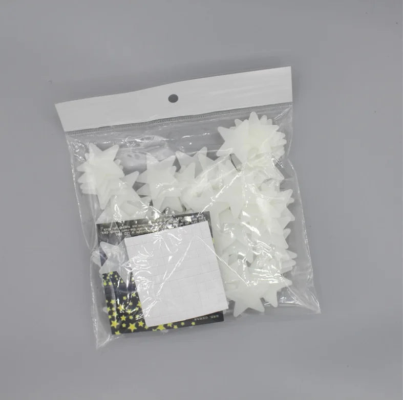 100pcs Nachtlicht Weiß 3D Sterne Leuchten Im Dunkeln Leuchtende Fluoreszierende Kunststoff Wand Weiß Aufkleber Wohnen Zuhause Kinderzimmer