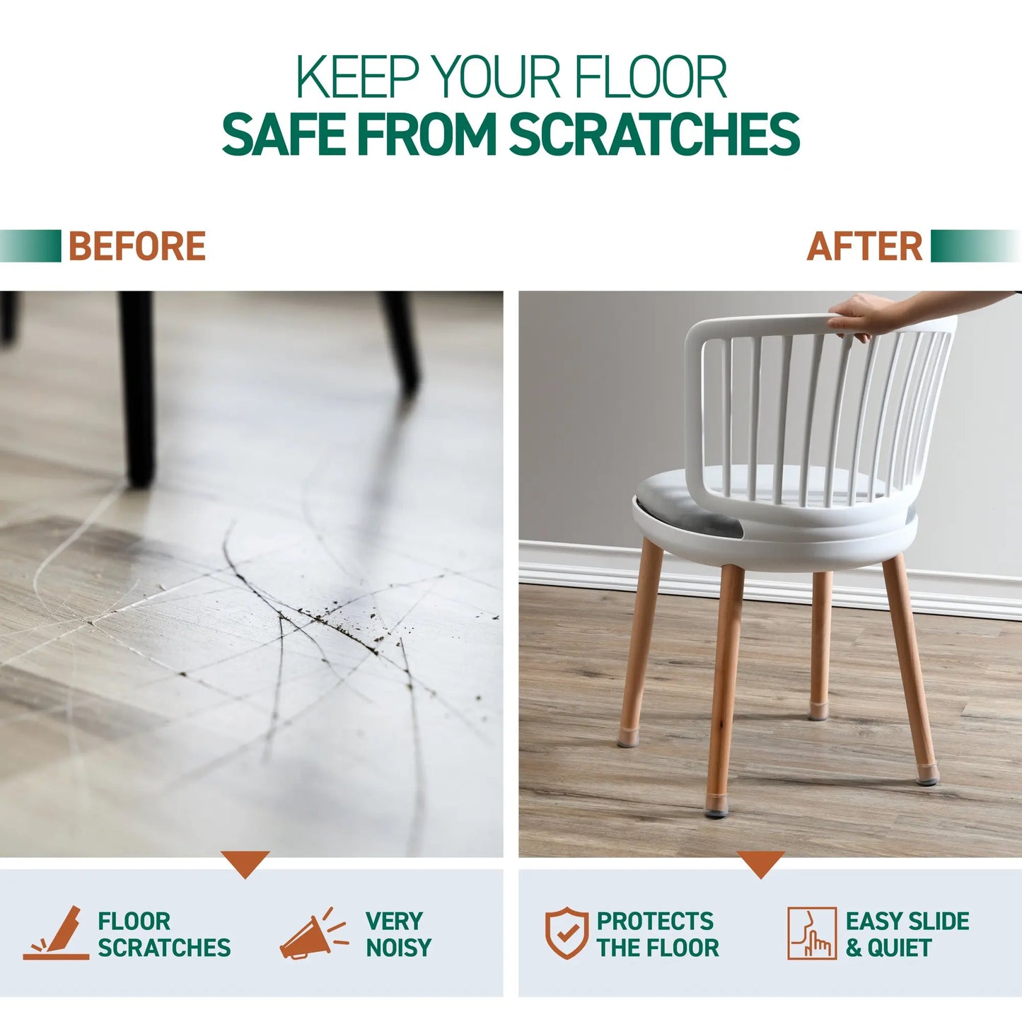 32 Stück große Stuhl Bein Bodenschoner Filz Pad Möbeltassen für Hartholzböden, schützen Böden vor Kratzern und reduzieren Lärm