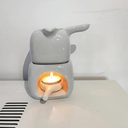 FY Keramik Kerzenheizung Halter 150ml quadratisch mit Griff Teewärmer Set Aromatherapie-Lampe Club SPA Ätherisches Öl Herd Brenner