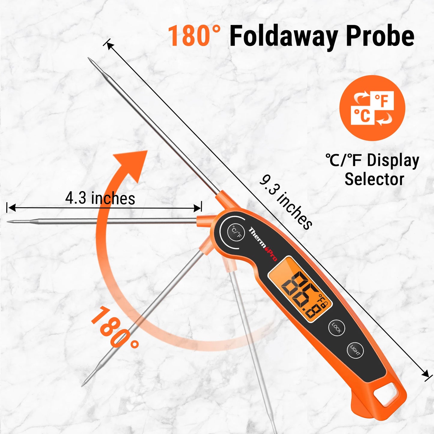 ThermoPro TP605 Schnell ablesendes wasserdichtes digitales BBQ-Thermometer mit Hintergrundbeleuchtung für das Kochen von Fleisch