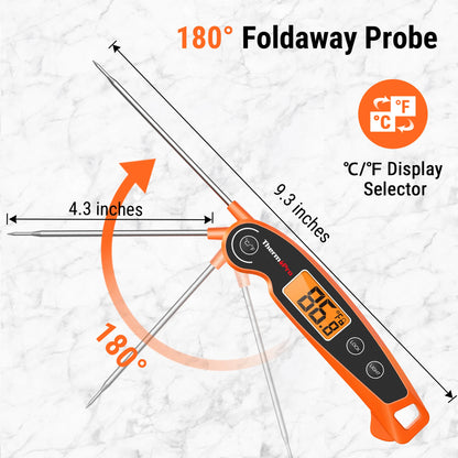 ThermoPro TP605 Schnell ablesendes wasserdichtes digitales BBQ-Thermometer mit Hintergrundbeleuchtung für das Kochen von Fleisch