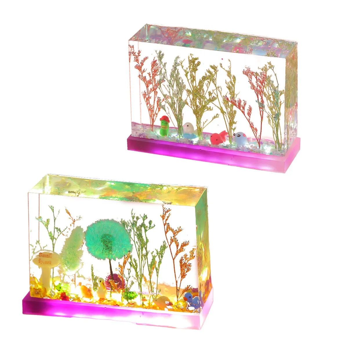 Trockenblume 3D Würfel Ornament, quadratischer LED-Lampenhalter, quaderförmige Silikonform