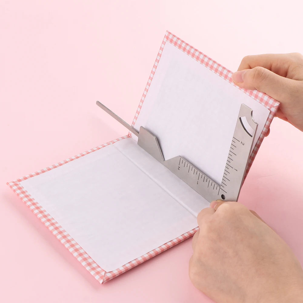 5-in-1 Buchdeckelführer – Edelstahl-Metall-Buchbinde-Werkzeug zum Markieren, für Alben, Notizbücher, Scrapbooking, Maßstab