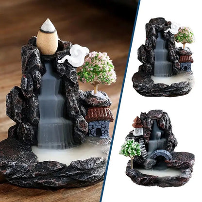 1pcs Wasserfall Räucherstäbchen Halter Statue Ornament Räucherkegel Brenner Rückfluss Räucherstäbchen Brenner für Desktop Home Decoration I4L1