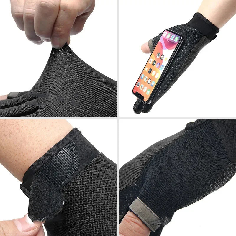 Angelhandschuhe Anti-Rutsch Atmungsaktiv Zwei-Finger-Schnitt Sport Radfahren Angelhandschuh Männer Frauen Mode Handschuhe Sportausrüstung