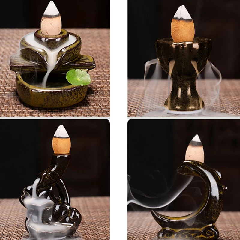 Wasserfall Weihrauch für Brenner Keramik Rückfluss Räucherstäbchen Halter Brunnen Rückfluss Räucherkegel für Home Office Dekor Einweihung Einweihung