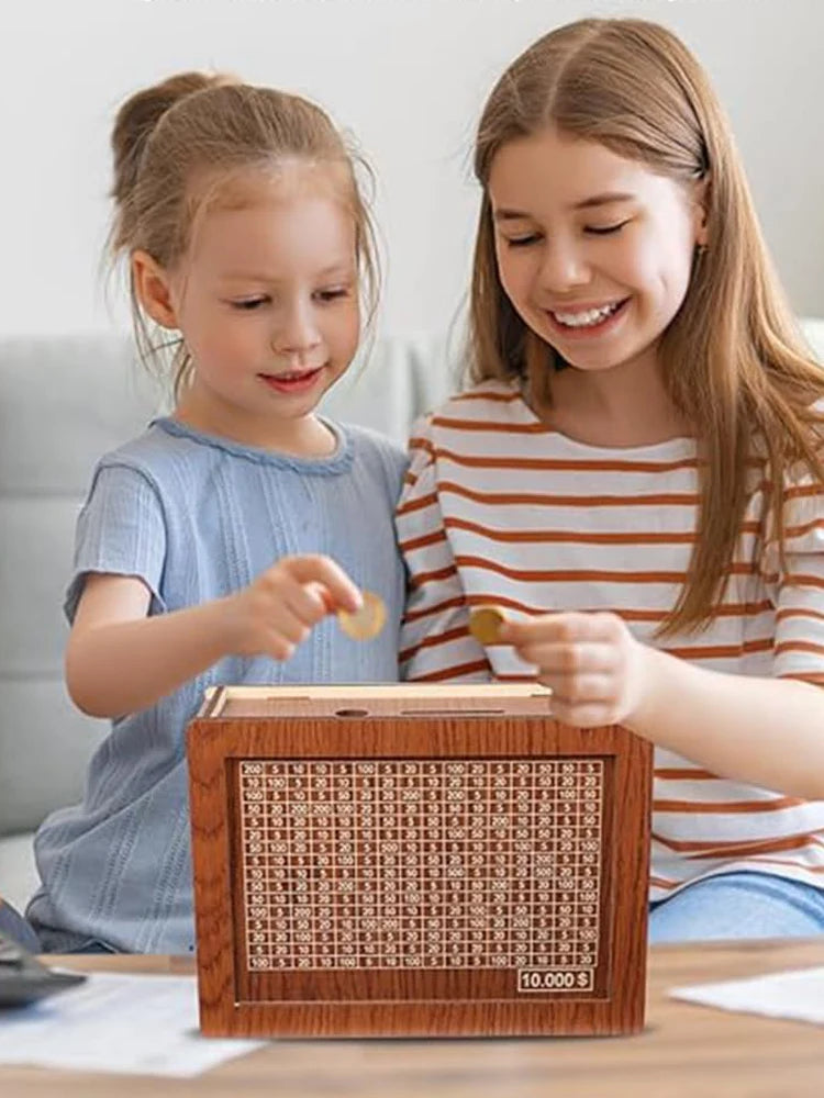 1000/2000/3000/5000/10000 Euro Spardose aus Holz mit wiederverwendbarer Spardose mit Sparziel und Zahlenboxen Kindergeschenk