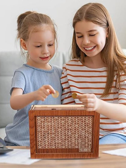1000/2000/3000/5000/10000 Euro Spardose aus Holz mit wiederverwendbarer Spardose mit Sparziel und Zahlenboxen Kindergeschenk