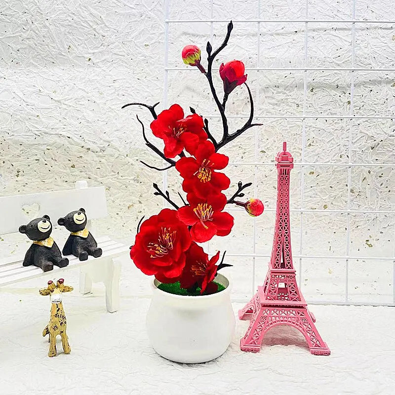 Künstliche Pflanzen Bonsai, Kleiner Baum, Simulationspflanze im Topf, Kunstblumen, Tischdekoration, Topf-Accessoires für Heimdekoration, Hotel- und Gartendekoration