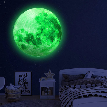 Glow in The Dark Moon Wandaufkleber für Kinder Baby Zimmer 3D Space Planet Wandaufkleber Wohnzimmer Home Decals