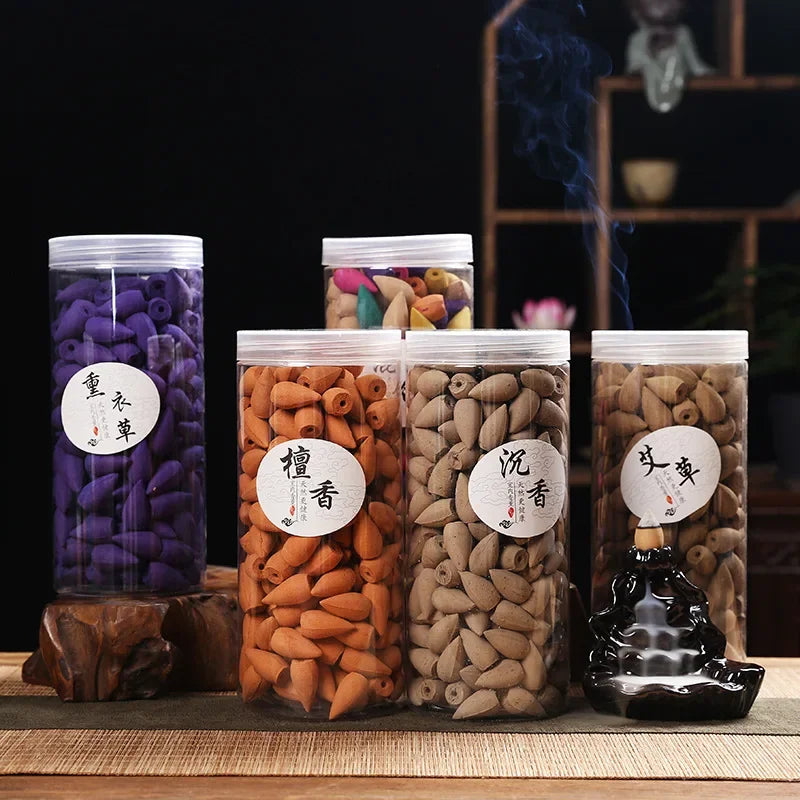 150pcs Turm Weihrauch frische Luft Sandelholz Wohnkultur entspannen Sie Backflow Agarwood Weihrauch Zapfen Buddhistische Lieferungen