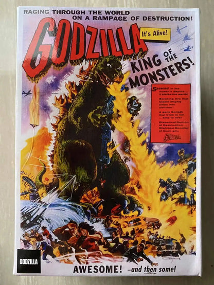 NECA 1956 Film Poster Godzilla Burning PVC Actionfigur – 18 cm, bewegliche Sammlerfigur aus dem 1956er Film, Kinder Geschenk