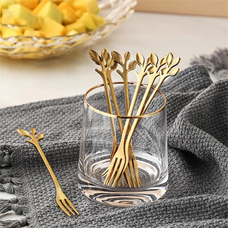 Mini-Gabeln Aus Edelstahl – 10 Stück In Gold, Perfekt Für Vorspeisen!
