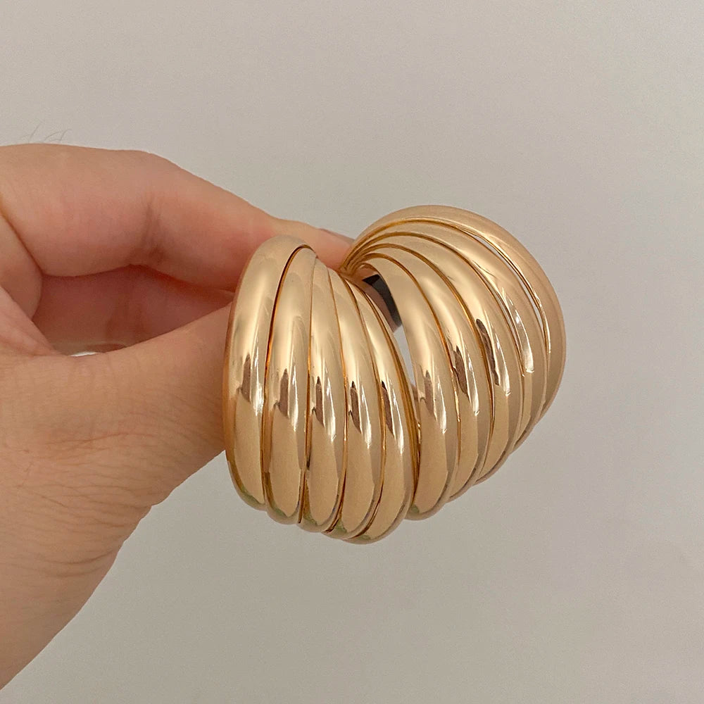 AENSOA Europäische und Amerikanische Mode Runde Kreis Twist Hoop Metall Ohrringe für Frauen Neue Punk Stil Gold Farbe Retro Ohrring