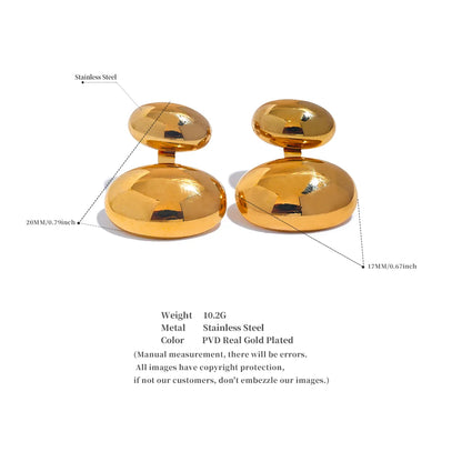 YHPUP Edelstahl halb minimalistischer Metallropfen Charmohrringe für Frauen Anti -allergische hochwertige tägliche Mode Japan Juwely