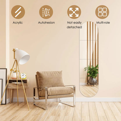 4 Stück Acrylspiegel Set in voller Länge Selbstklebender Acrylspiegel DIY Flexible Spiegel Aufkleber für Wohnzimmer Badezimmer Dekor