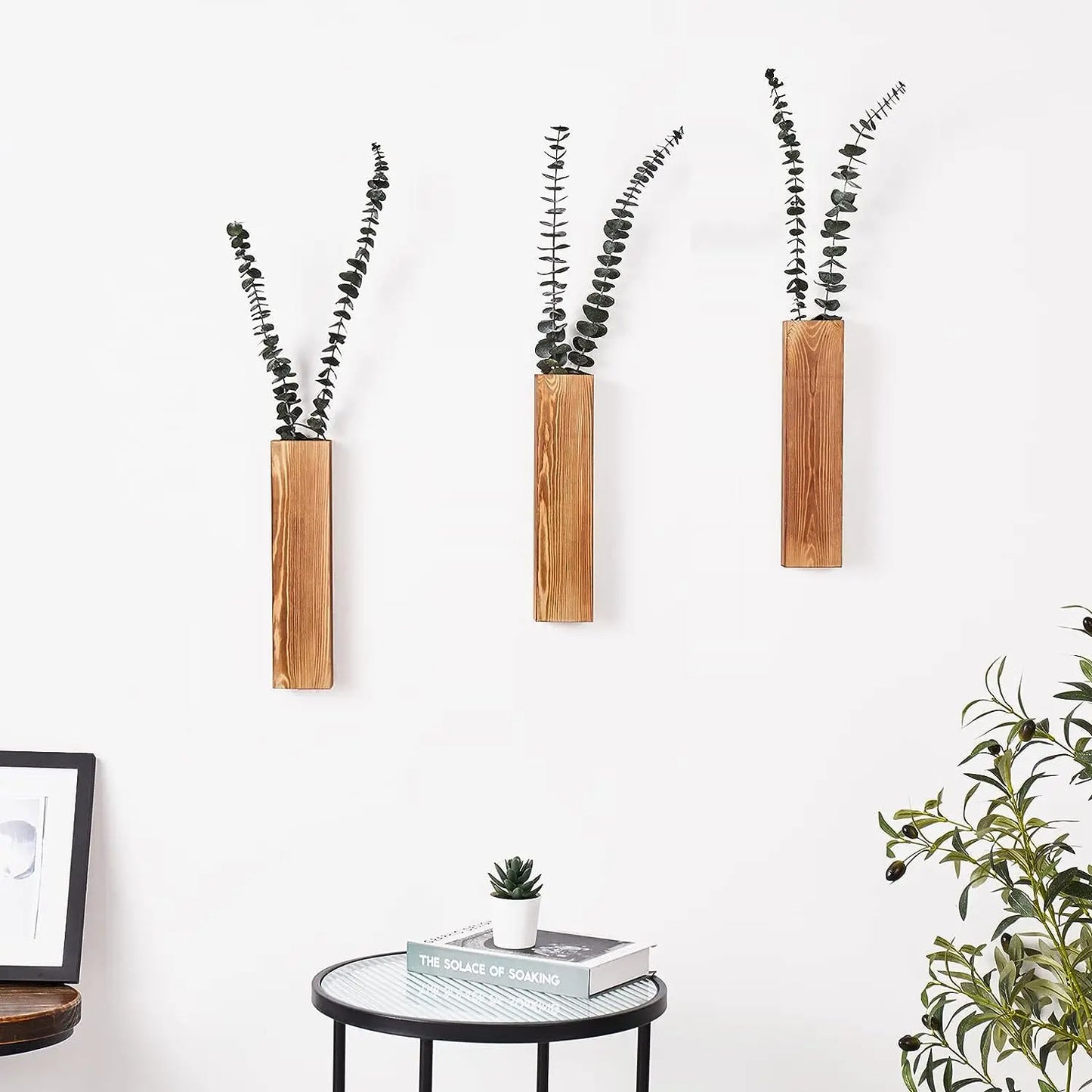 Holzwand Pflanzer Wanddekor für künstliche Blumenpflanzen Holzpflanzenhalter Wandpflanzentasche Vase für Wohnzimmer hängen