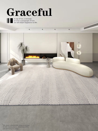 VIKAMA Teppich im einfachen Creme-Stil - Hochwertige, luxuriöse Bodenmatte für Wohn- und Schlafzimmer, ideal als Couchtischunterlage für Herbst und Winter