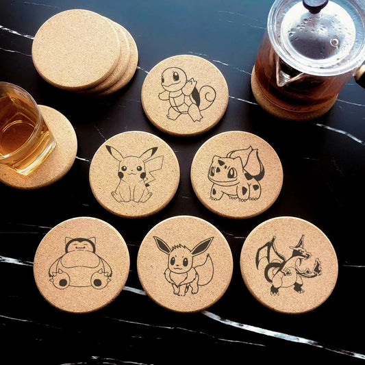 Kork Untersetzer 0,8 cm verdicken gravierte Cartoon Tiere Tasse Tee Kaffee Becherhalter für Küchenmatte Geschirr Runde Getränk Untersetzer