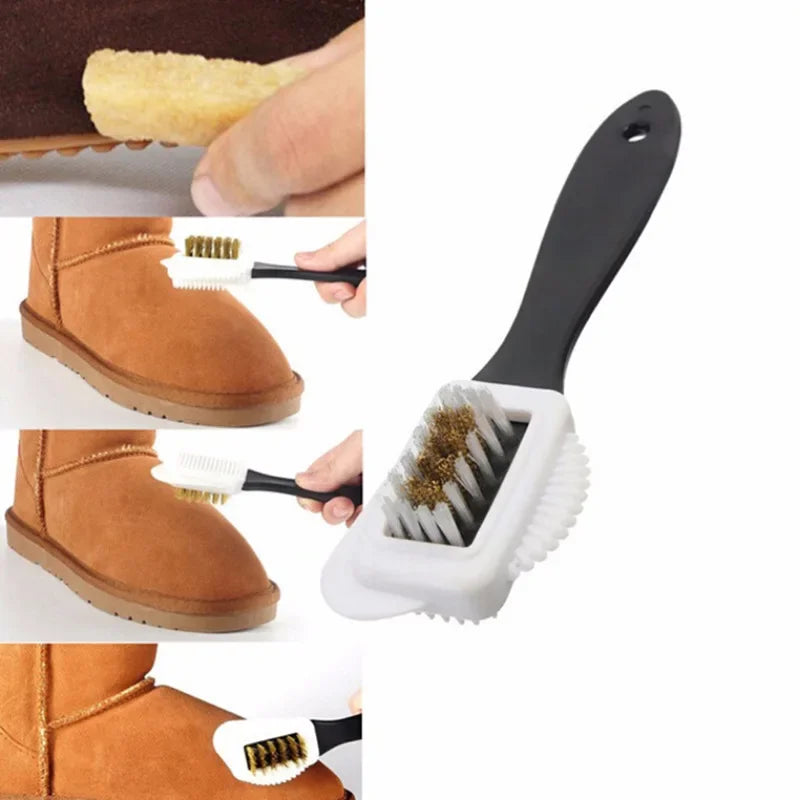 3-seitige Schuhbürste aus Kunststoff – S-förmiger Schuhreiniger für Wildleder, Schneestiefel, Lederschuhe, Haushaltsreinigungswerkzeuge und -zubehör