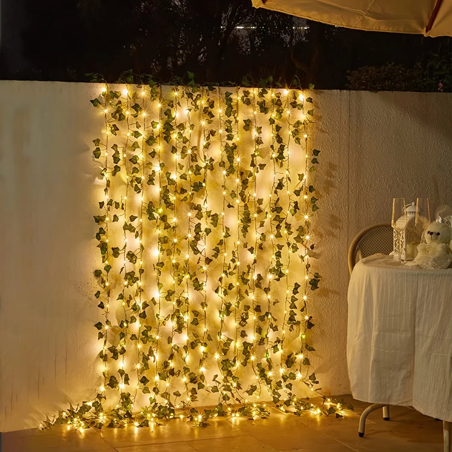 12/10/2m Künstliche Efeuranke mit LED-Lichtern, Grüne Blätter, Heim- und Schlafzimmerdekoration, Hochzeit, Leuchtende Kunstpflanzen-Girlande, Heimdekoration