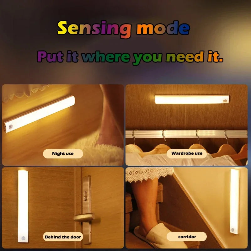 CY Wireless wiederaufladbare LED-Bewegungssensor-Schrankleuchte - ideal für Schrank, Küche, Kleiderschrank, Treppe - batteriebetrieben nachts