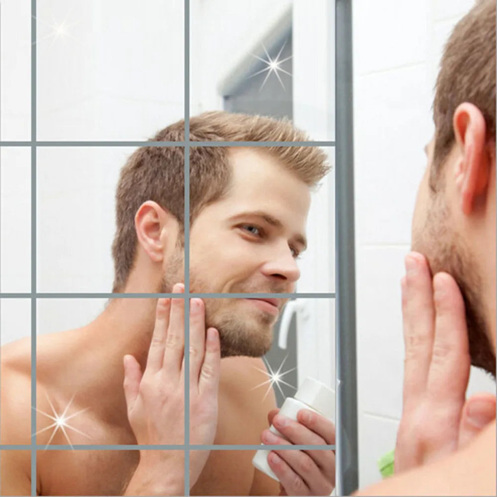 9/16pcs Wandaufkleber 3D Quadrat Ganzkörper Spiegel Silber Aufkleber Mosaik Badezimmer Spiegel Aufkleber Selbstklebender Wandspiegel HomeDecor