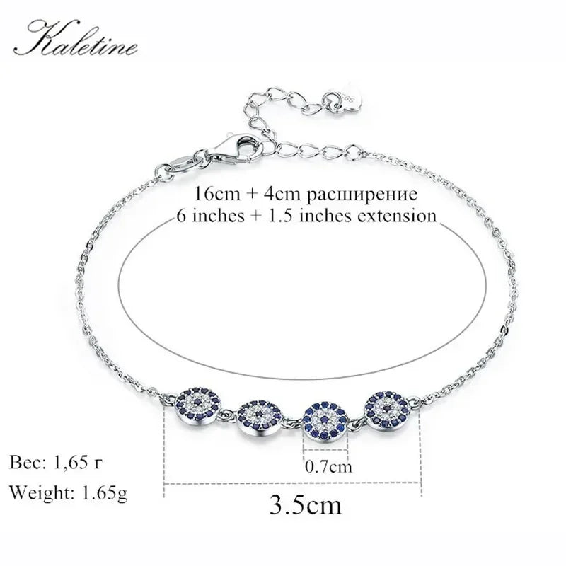 Kaletine 925 Sterling Silber Armband Neue Mode Türkei Glück Bösen blick Zirkonia Echtes Silber Schmuck für Armband Frauen