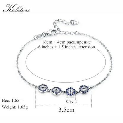 Kaletine 925 Sterling Silber Armband Neue Mode Türkei Glück Bösen blick Zirkonia Echtes Silber Schmuck für Armband Frauen