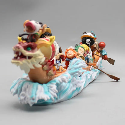 One Piece Anime Figur Stroh Hut Figuren Drachenboot Rennen Serie Ruffy Modell Ruffy Und Freunde Kollektion Schreibtisch Dekoration Geschenke