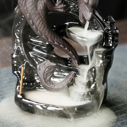 1 Stk. Kreativer Räucherbrenner-Halter – Drachen-Wasserfall-Rückfluss-Räucherbrenner, Dekorative Räucherstäbchen-Halter für Zuhause – Ohne Räucherwerk