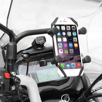 Universal-Motorrad-Handyhalter-Ladegerät-Fahrrad-Telefonständer-GPS-Halterung-Unterstützung-4-6-5-Zoll-iPhone-Smartphone