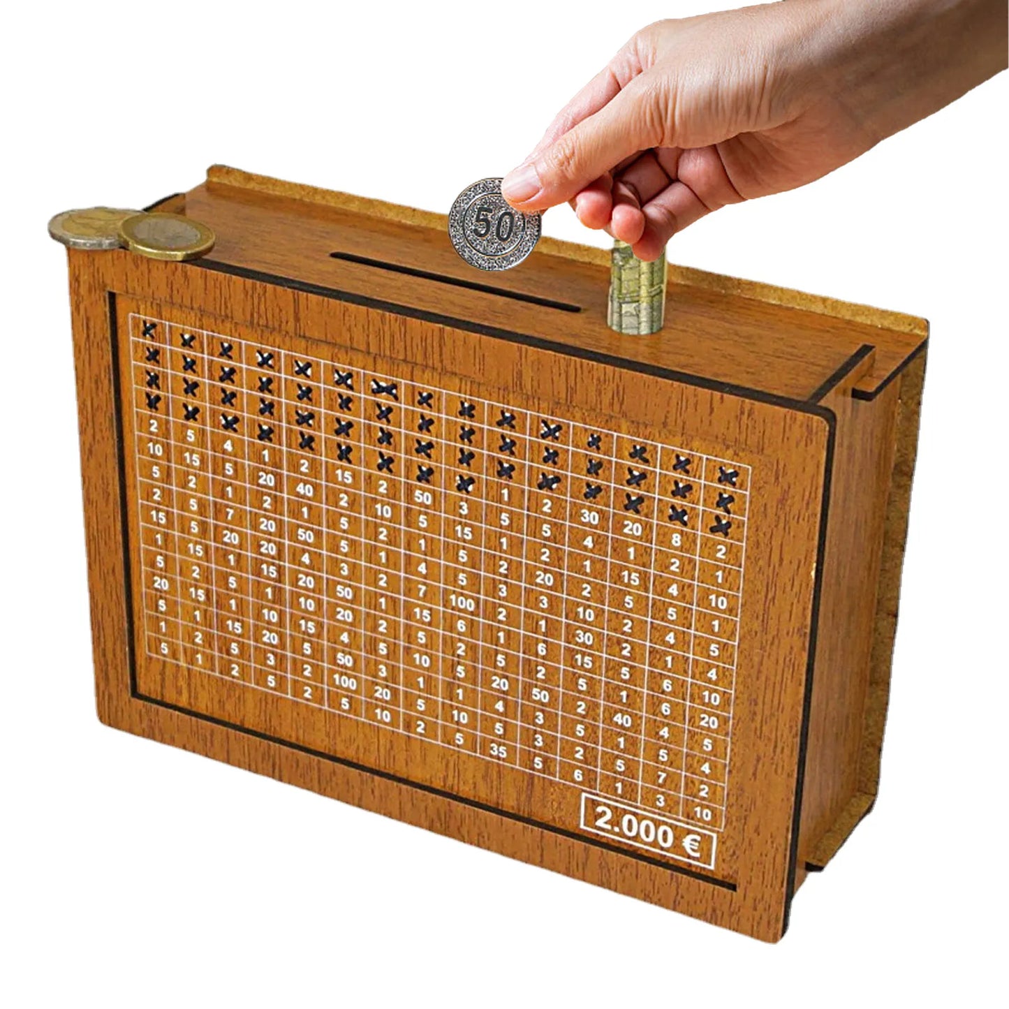 Natürliche hölzerne Spardose mit Theke Sparschwein handgemachte kreative dekorative für Kinder Sparen Sie das Geldziel 10000 Euro