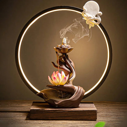 Kreative Keramik Lila Sand Räucherstäbchen Brenner Zen Buddhist Hand Rückfluss Räuchergefäß Lotus Drachen Form Räucherstäbchen Ofen Home Decorations