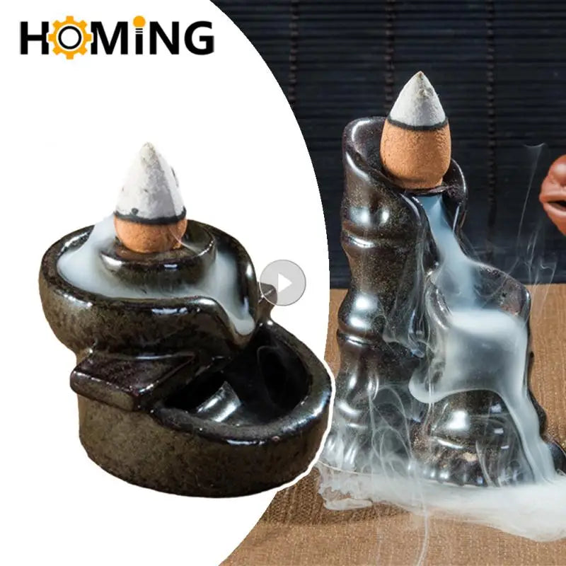 1pc Wasserfall Weihrauch Brenner Keramik Backflow Weihrauchhalter Kunstduft Support Räuchischbrunnen für Wohnkultur Schreibtischdekoration