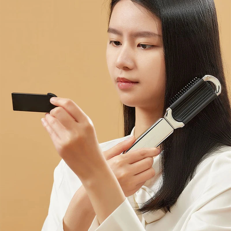 Mini-Haarbürste, Faltbare Massagebürste, Kopfhaut-Massage, Antistatische, Tragbare Reisehaarbürste, Mädchen-Haarkamm mit Spiegel