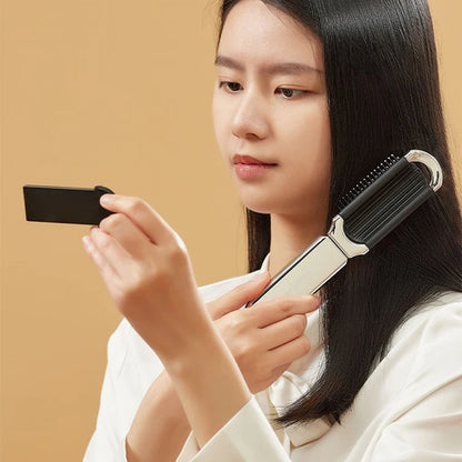 Mini-Haarbürste, Faltbare Massagebürste, Kopfhaut-Massage, Antistatische, Tragbare Reisehaarbürste, Mädchen-Haarkamm mit Spiegel