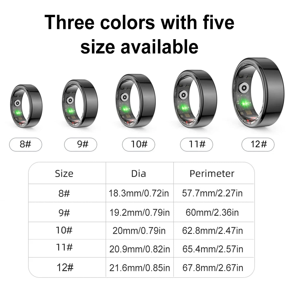 R02 Smart Ring Männer Frauen Gesundheitsmonitor Wasserdicht Bluetooth 5.0 Blutsauerstoff-Tracker IP68 5ATM Multi-Sport-Modus für IOS Android